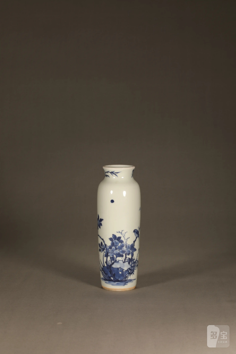 清 青花花鸟筒瓶 - 图2